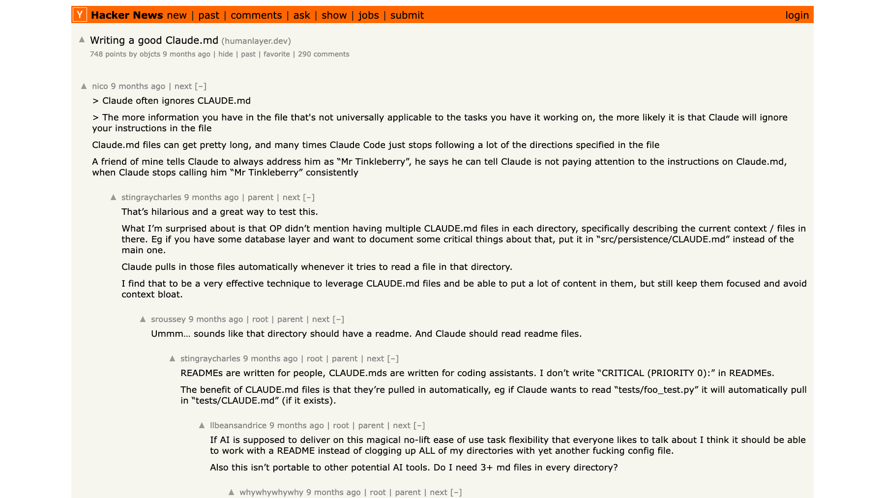 Writing a Good CLAUDE.md on Hacker News